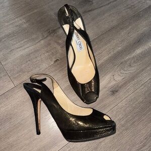 Jimmy Choo Black Patent Leather Stiletto Heels